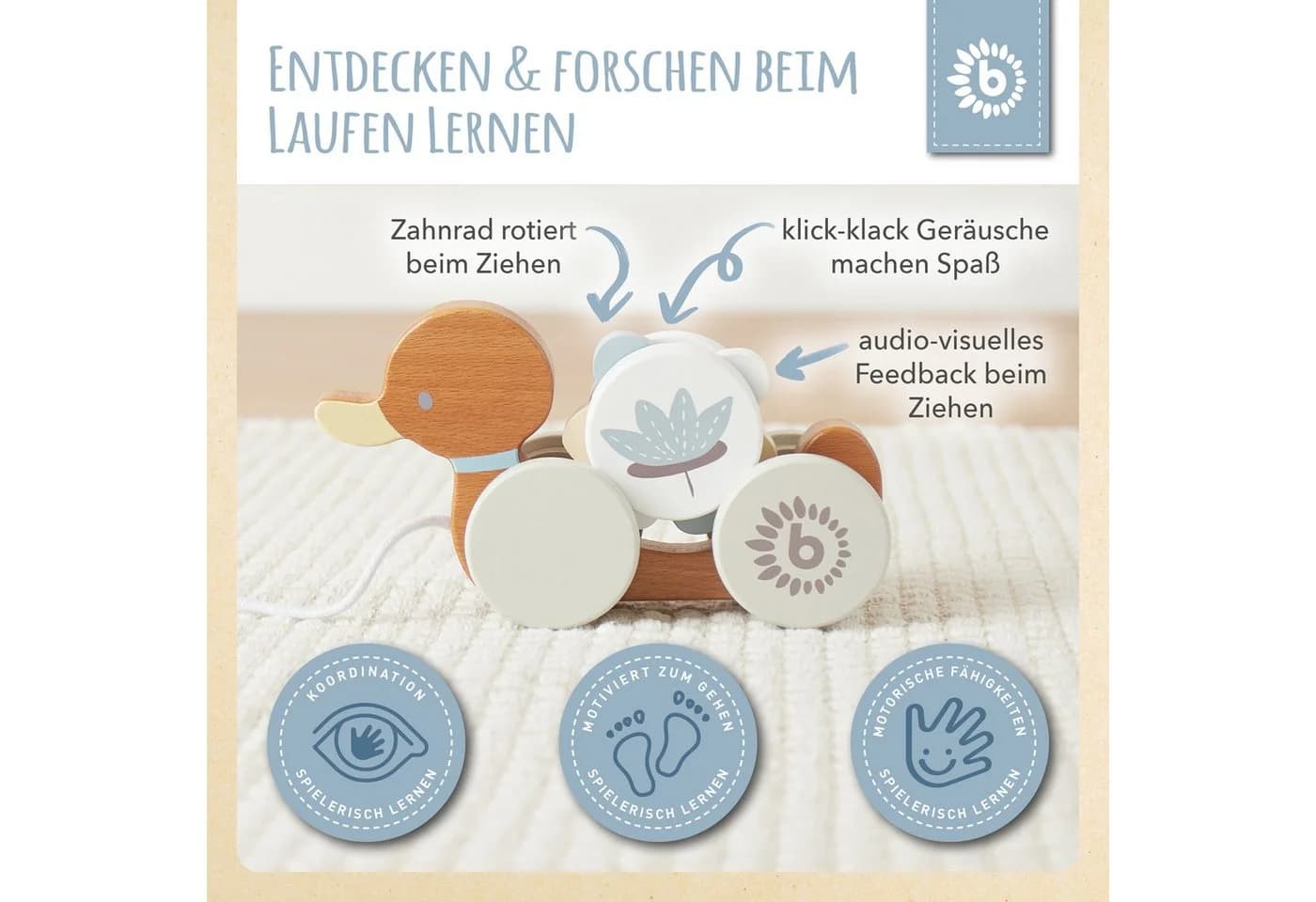 BIECO Nachziehtier Holz Ente ab 1 Jahr - Bild 4