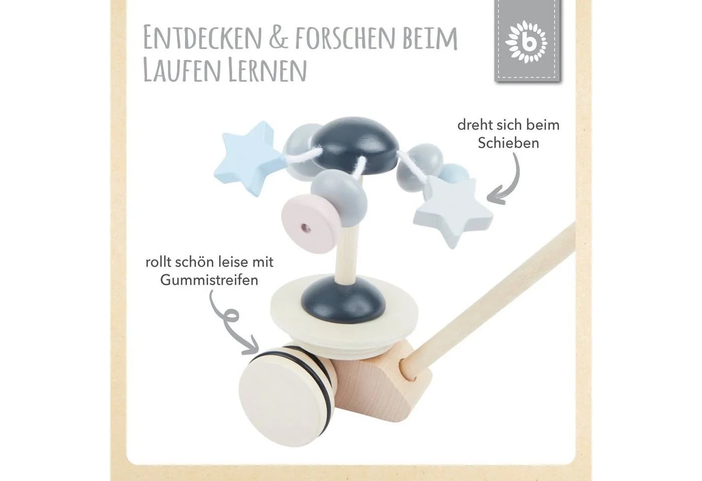 BIECO Schiebespielzeug Holz Stern-Karussell Lauftier ab 1 Jahr - Bild 3
