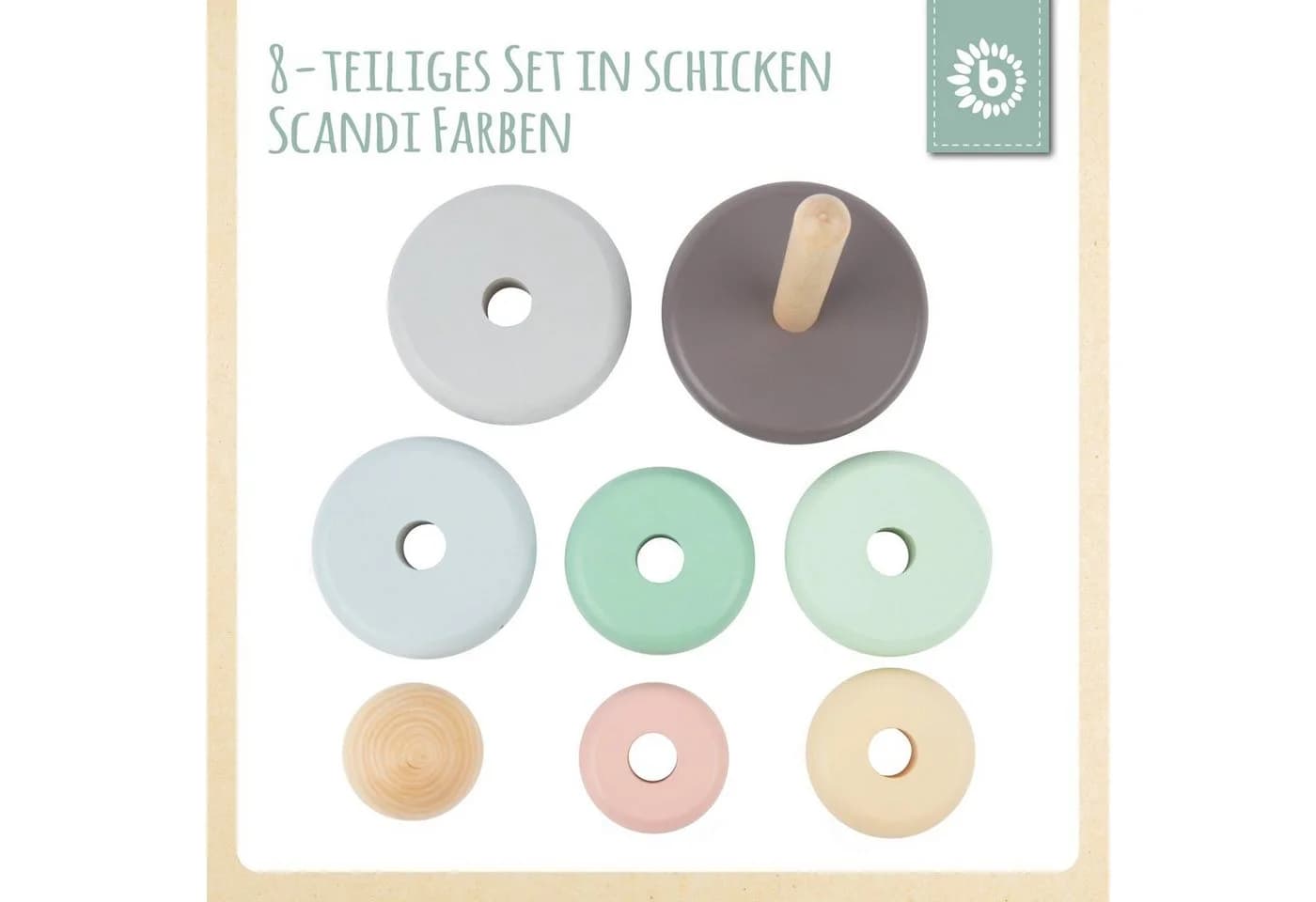 BIECO Stapelturm Holz 19 cm mehrfarbig Steckspiel 8 tlg. Steckpyramide - Bild 4