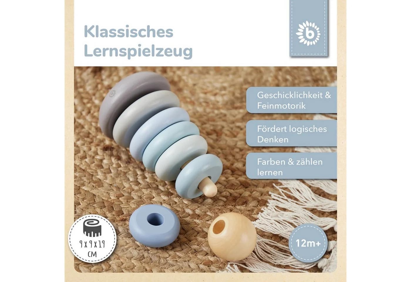 BIECO Stapelturm Baby Holz 19cm Steckspiel ab 1 Jahr