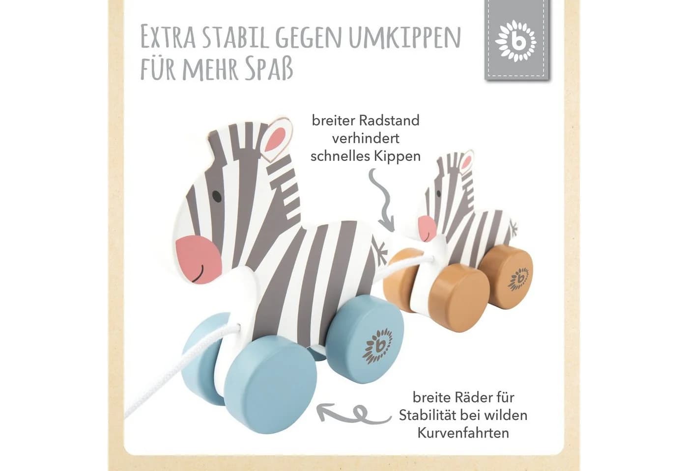 BIECO Nachziehtier Zebra Holzspielzeug - Bild 4
