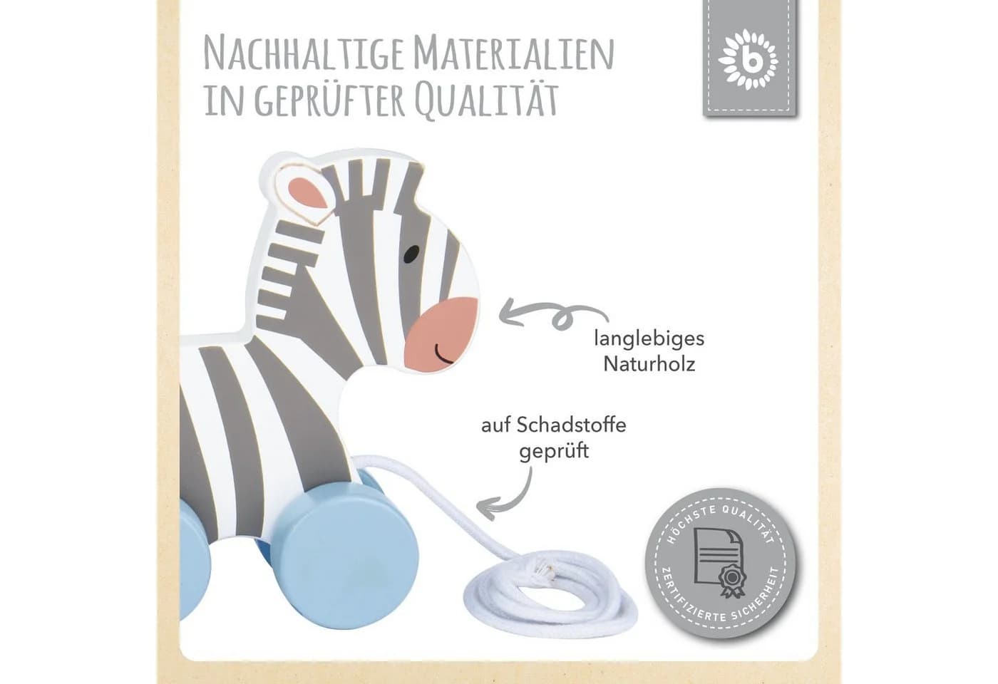 BIECO Nachziehtier Zebra Holzspielzeug - Bild 5