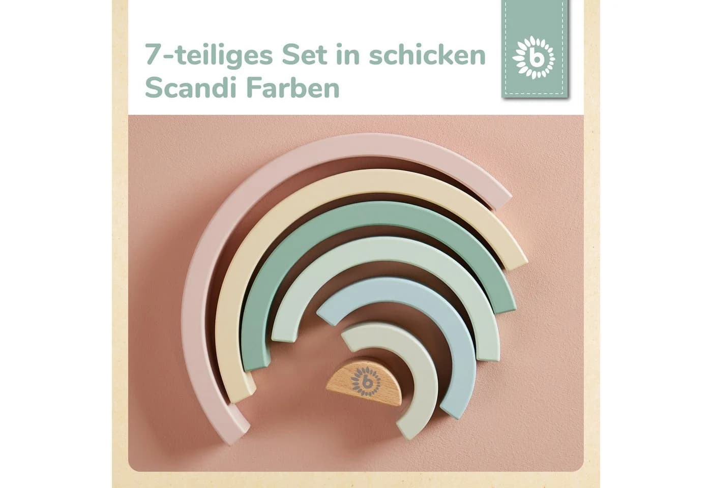 BIECO Stapelspielzeug Regenbogen 7-tlg. Holz Pastellfarben - Bild 4