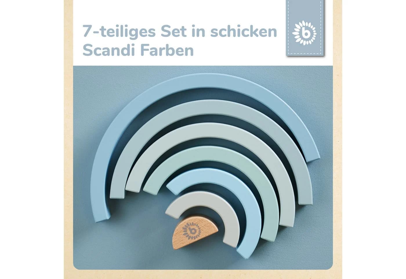 BIECO Stapelspielzeug Regenbogen Holz 7-tlg. Scandi-Farben - Bild 4