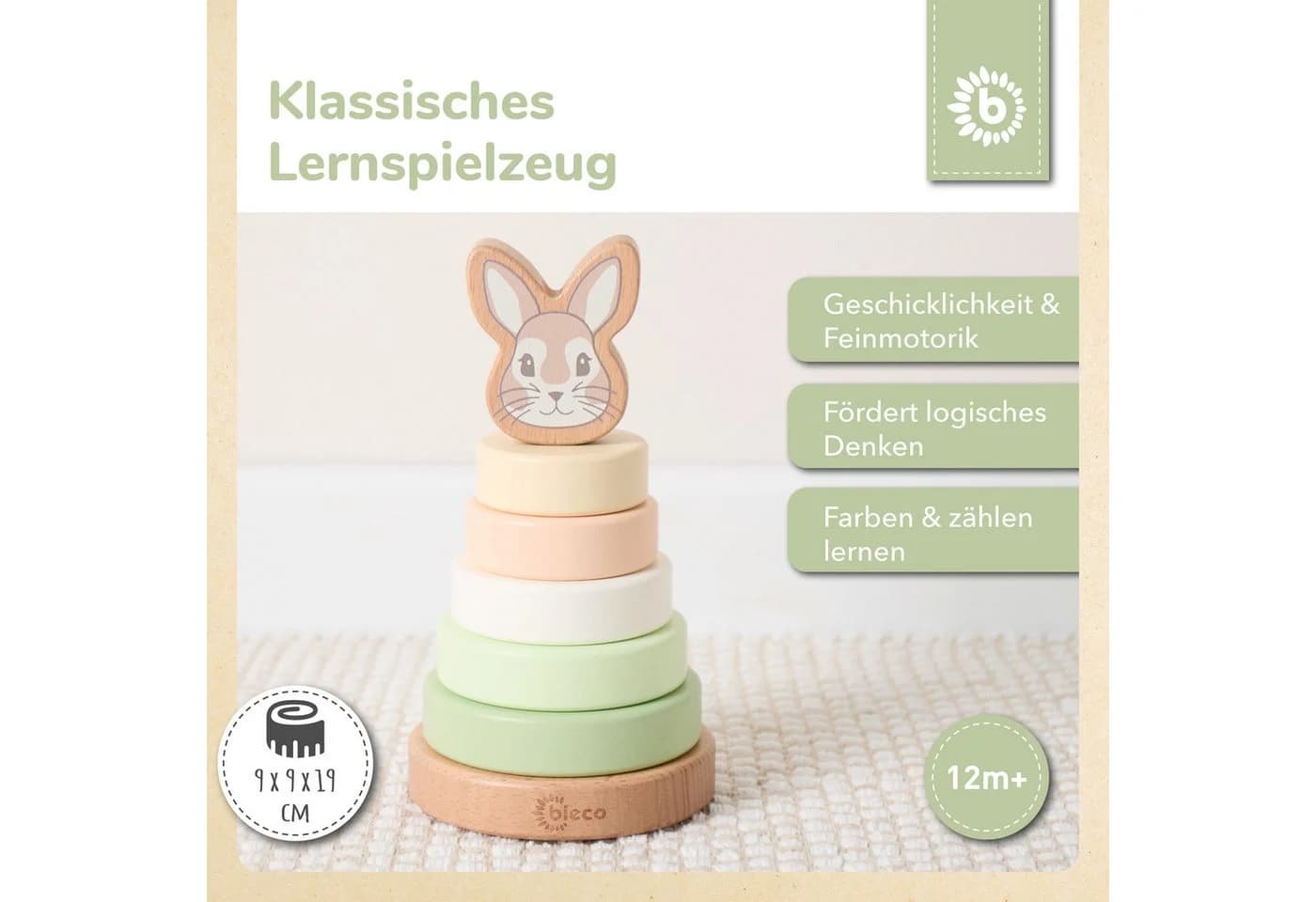BIECO Stapelturm Baby Hase Holzspielzeug FSC-zertifiziert