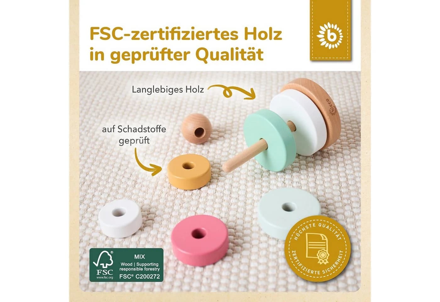 BIECO Stapelturm Berry FSC Holz Stapelspielzeug - Bild 5
