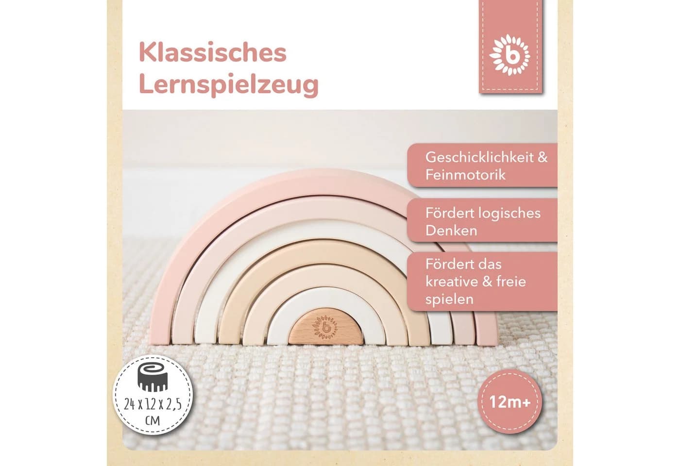BIECO Stapelspielzeug Regenbogen Holz Reh Ella Baby