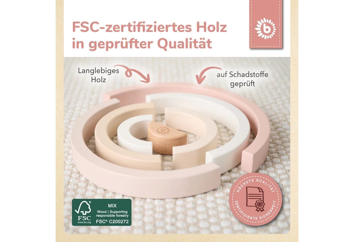 BIECO Stapelspielzeug Regenbogen Holz Reh Ella Baby - Bild 5