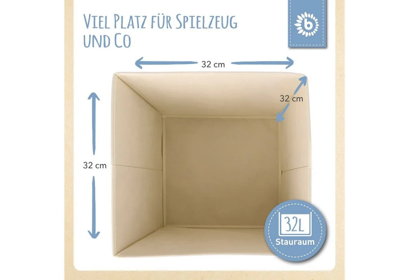 BIECO Spielzeugtruhe Kinder Aufbewahrungsbox Wal 36L Beige Faltbar - Bild 3