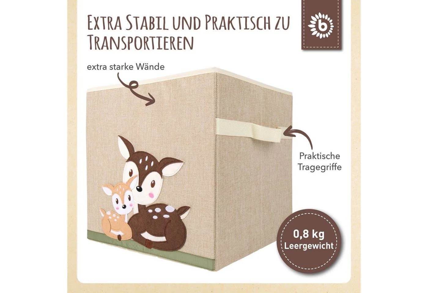 BIECO Spielzeugtruhe Kinder Aufbewahrungsbox Rehemotiv 36L Faltbar - Bild 4