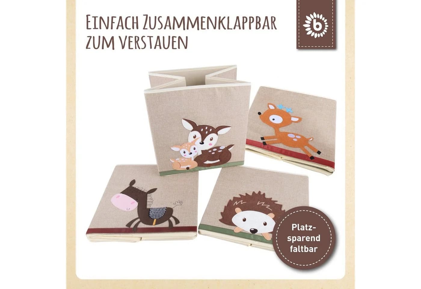 BIECO Spielzeugtruhe Kinder Aufbewahrungsbox Rehemotiv 36L Faltbar - Bild 5