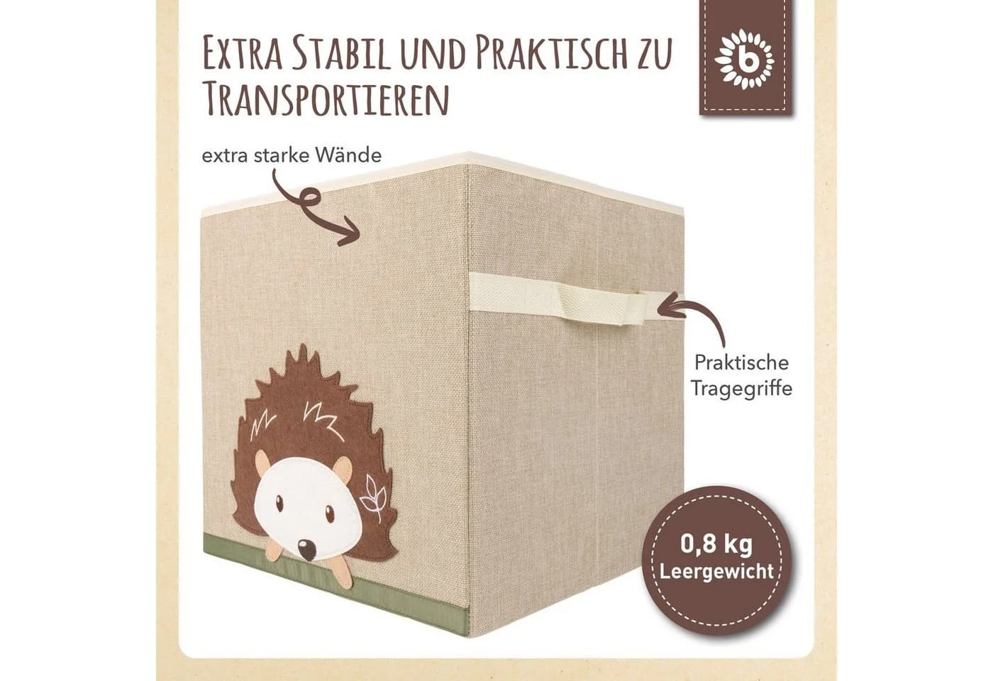 BIECO Spielzeugtruhe Igel 36L Faltbar Aufbewahrungsbox Beige - Bild 4