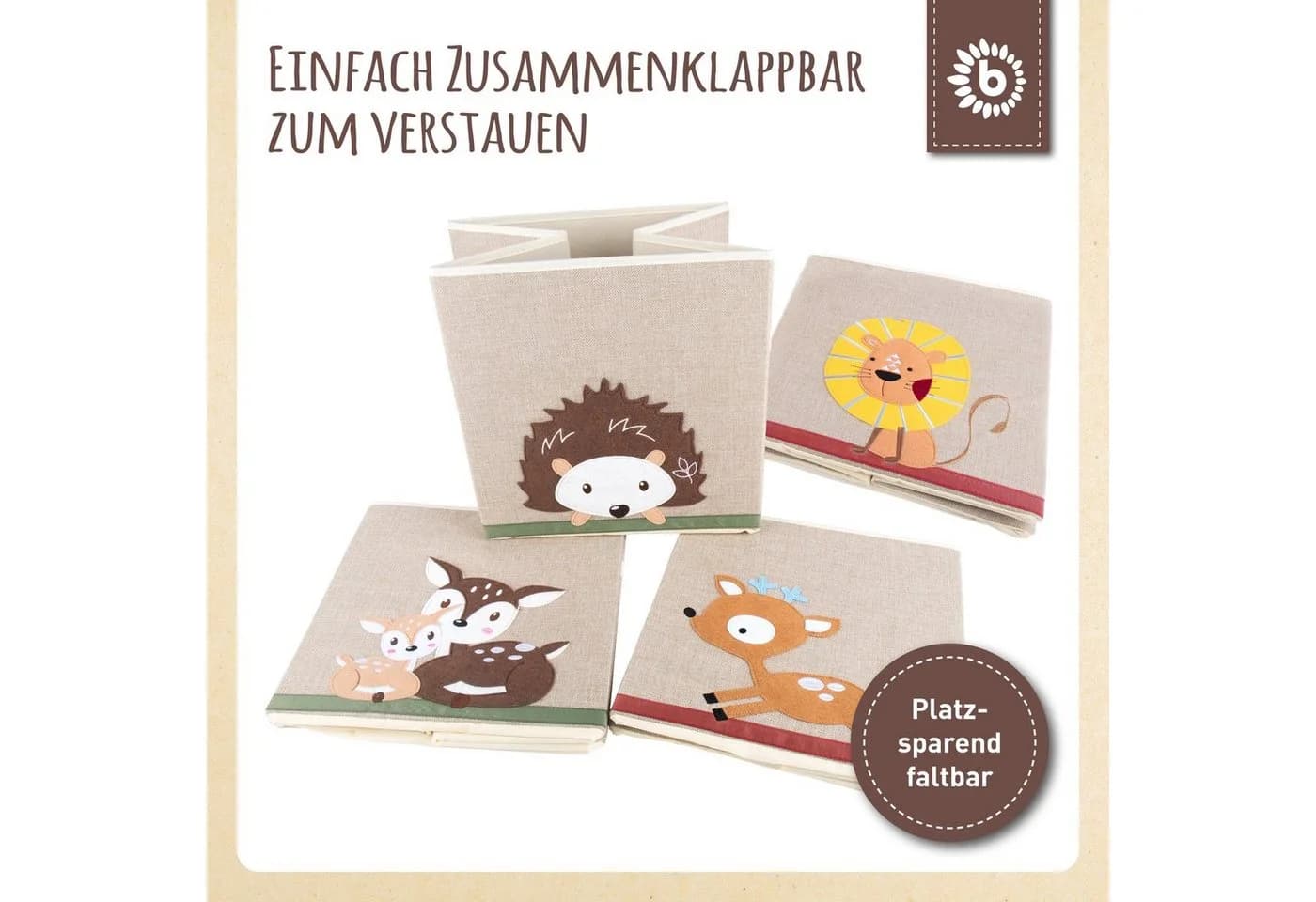 BIECO Spielzeugtruhe Igel 36L Faltbar Aufbewahrungsbox Beige - Bild 5