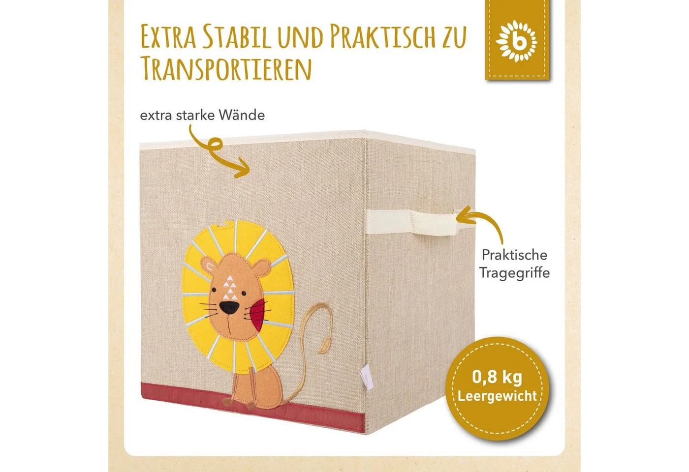 BIECO Spielzeugtruhe Löwen 36L Faltbar Kallax Aufbewahrungsbox - Bild 4