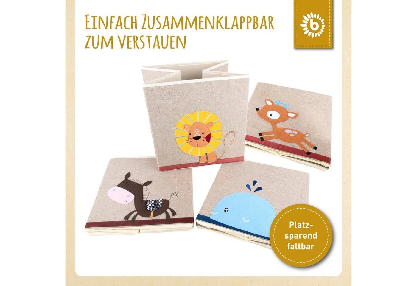 BIECO Spielzeugtruhe Löwen 36L Faltbar Kallax Aufbewahrungsbox - Bild 5
