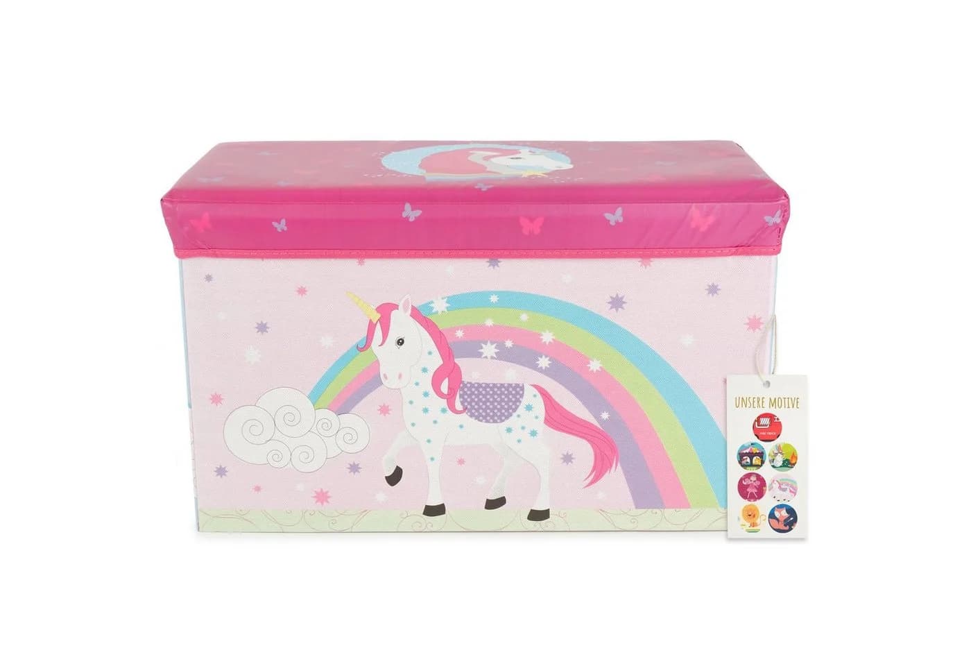 BIECO Spielzeugtruhe Aufbewahrungsbox mit Deckel Einhorn Rosa 60L - Bild 2
