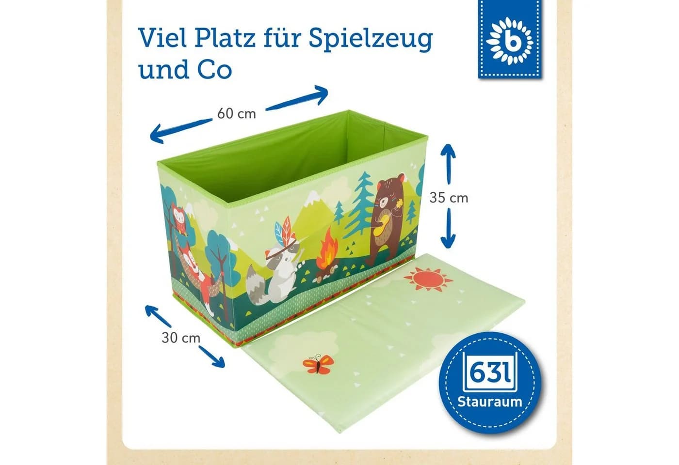 BIECO Spielzeugtruhe Aufbewahrungsbox mit Deckel 60L Faltbar - Bild 3