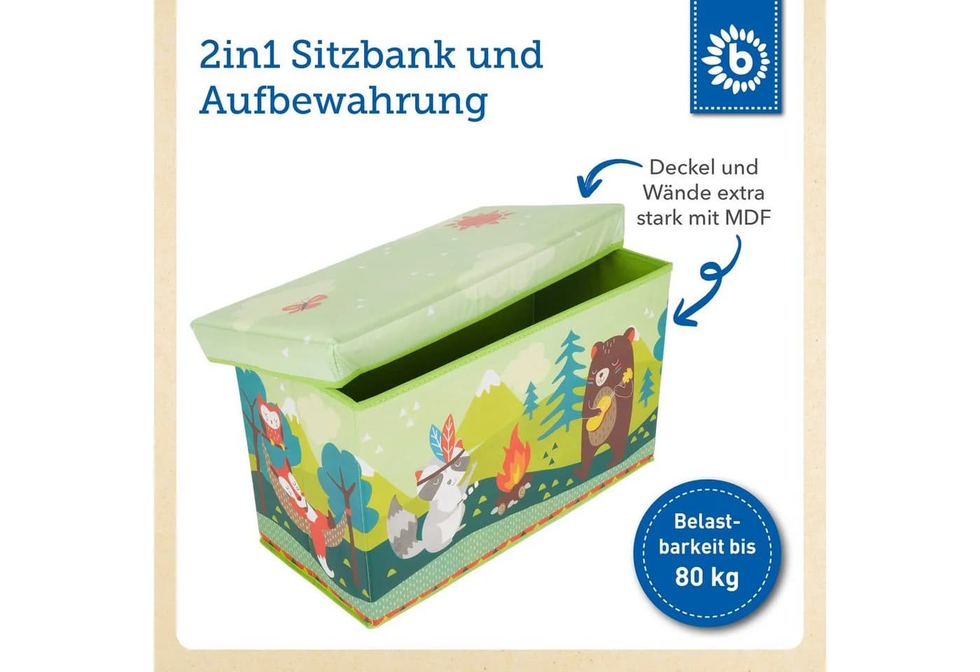 BIECO Spielzeugtruhe Aufbewahrungsbox mit Deckel 60L Faltbar - Bild 4