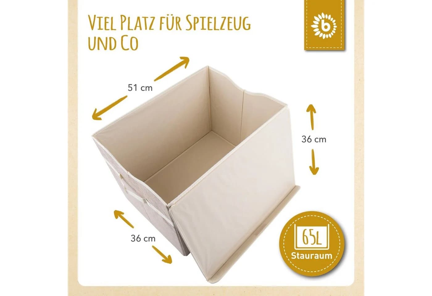 BIECO Spielzeugtruhe Aufbewahrungsbox mit Deckel 65L Faltbar - Bild 3