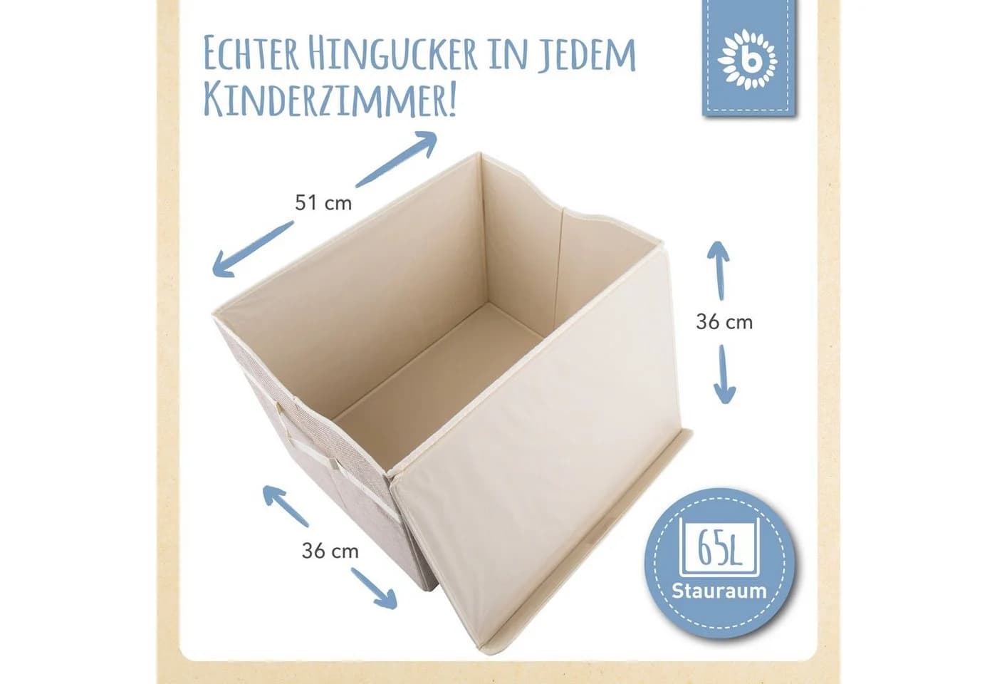 BIECO Spielzeugtruhe 65L Beige - Bild 3