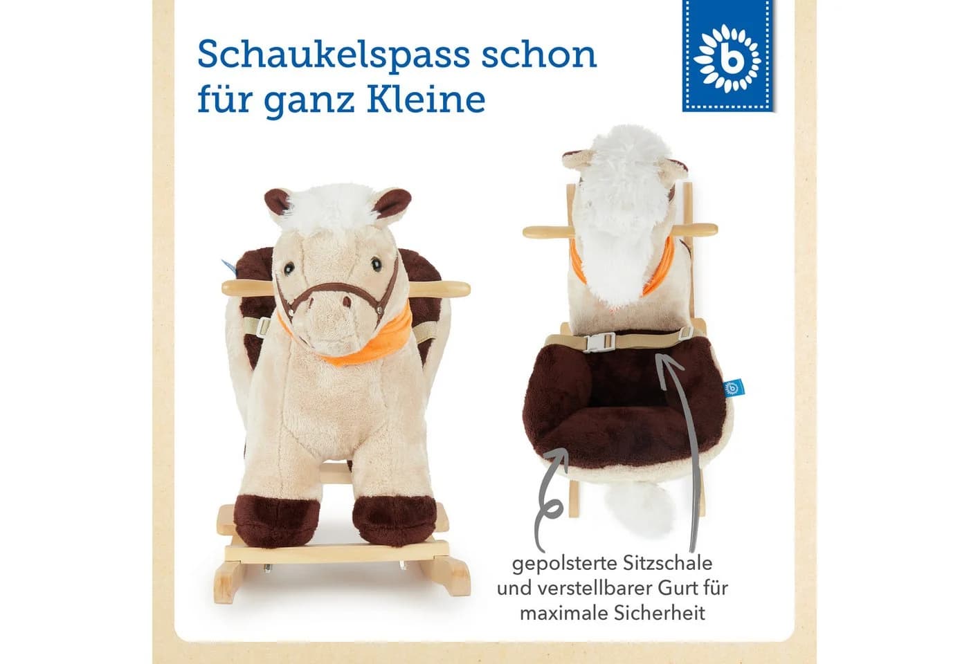 BIECO Schaukeltier Pferd aus kuschelweichem Plüsch - Bild 3