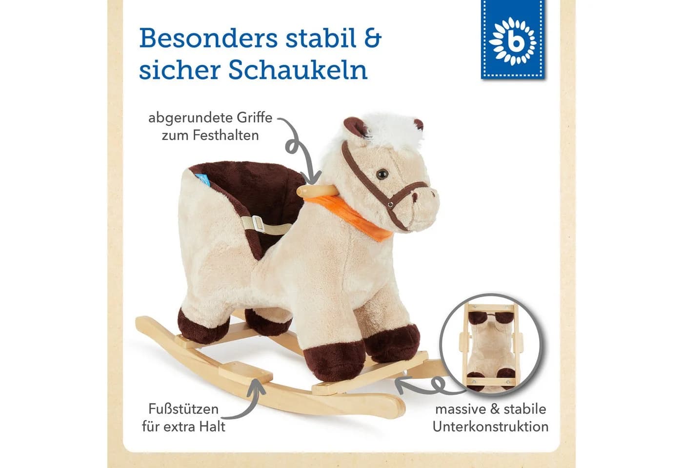 BIECO Schaukeltier Pferd aus kuschelweichem Plüsch - Bild 4