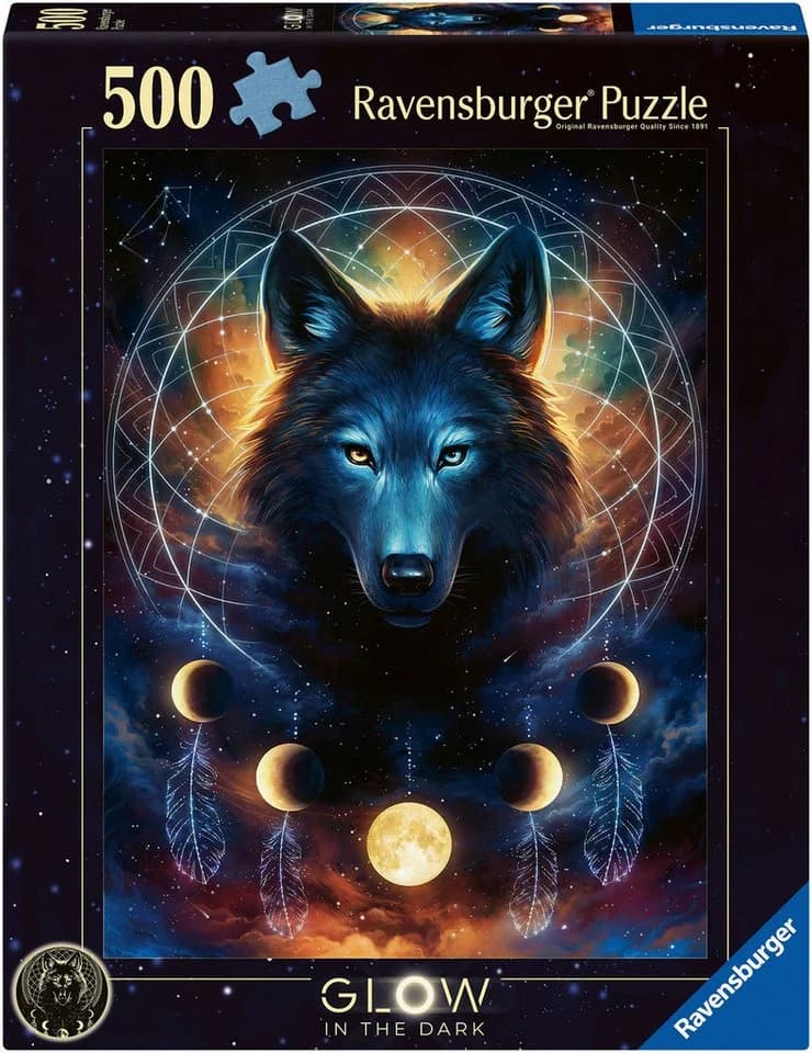 Ravensburger Puzzle Glow in the Dark, Leuchtender Wolf, 500 Puzzleteile - Bild 2