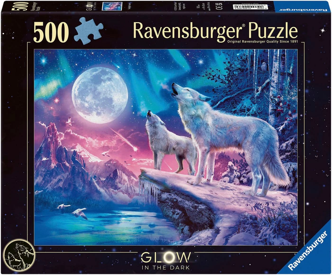 Ravensburger Puzzle Glow in the Dark Wolf im Nordlicht 500 Teile Bunt - Bild 2