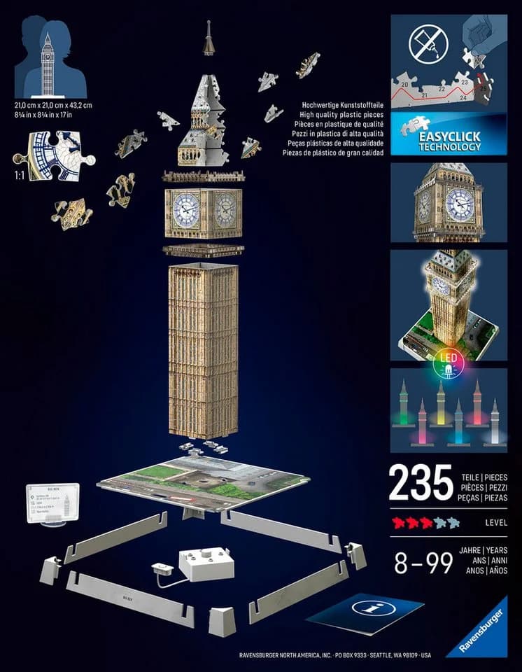 Ravensburger 3D-Puzzle Iconics Big Ben 216 Teile Bunt - Bild 3