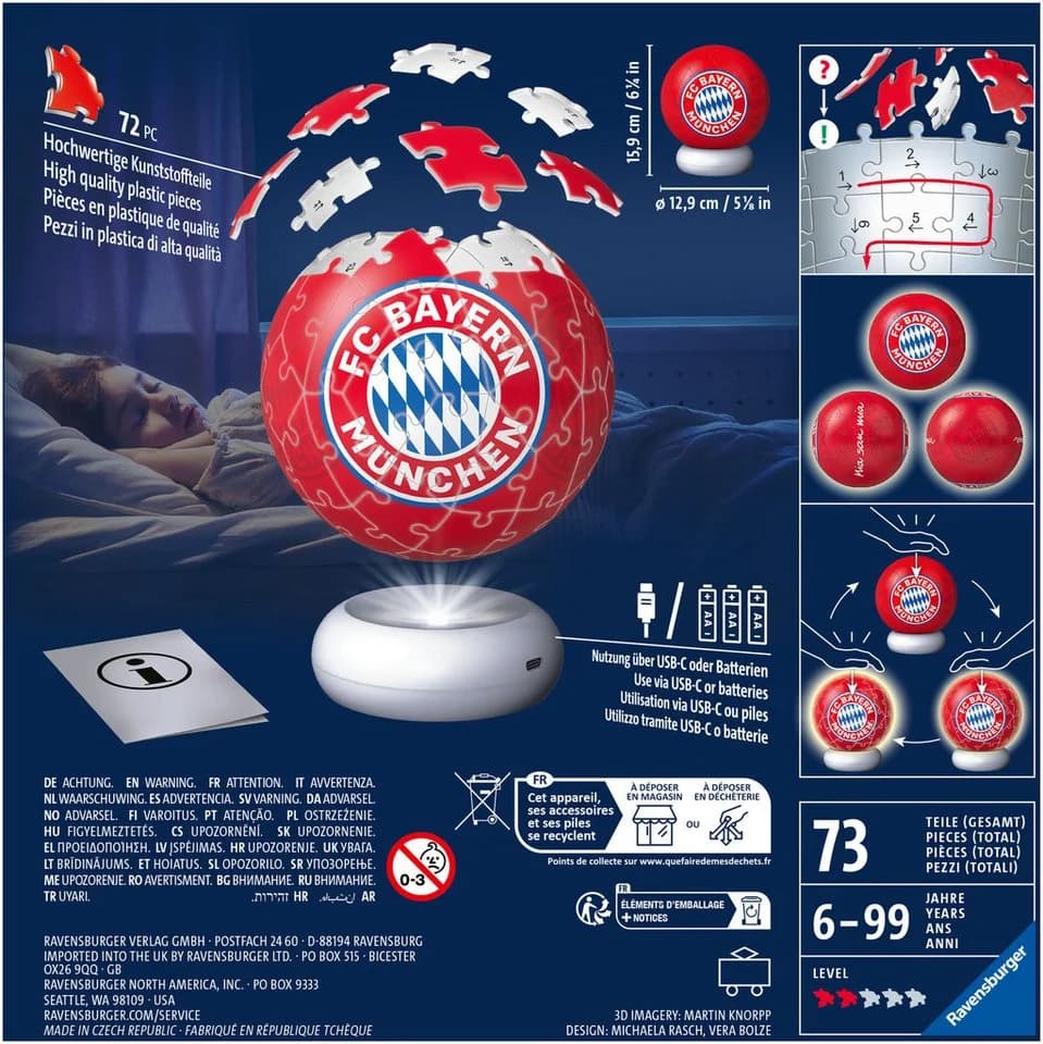 Ravensburger 3D Puzzle Nachtlicht FC Bayern München Puzzle-Ball - Bild 4