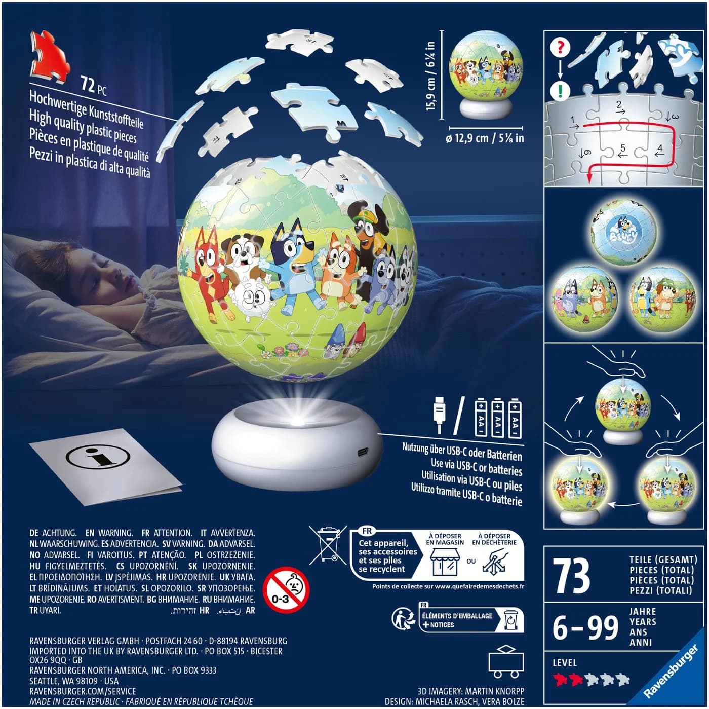 Ravensburger 3D Puzzle-Ball Nachtlicht Bluey - Bild 3