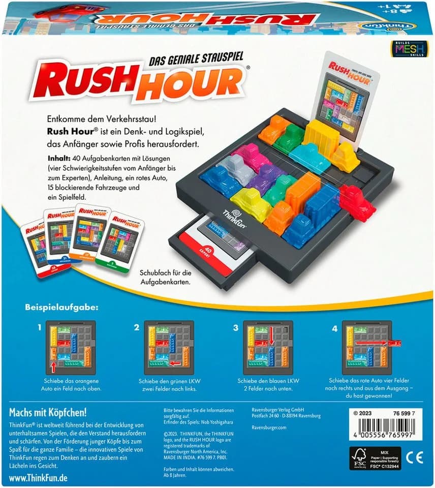 THINKFUN Rush Hour Spiel Bunt - 40 Aufgabenkarten Logikrätsel - Bild 3