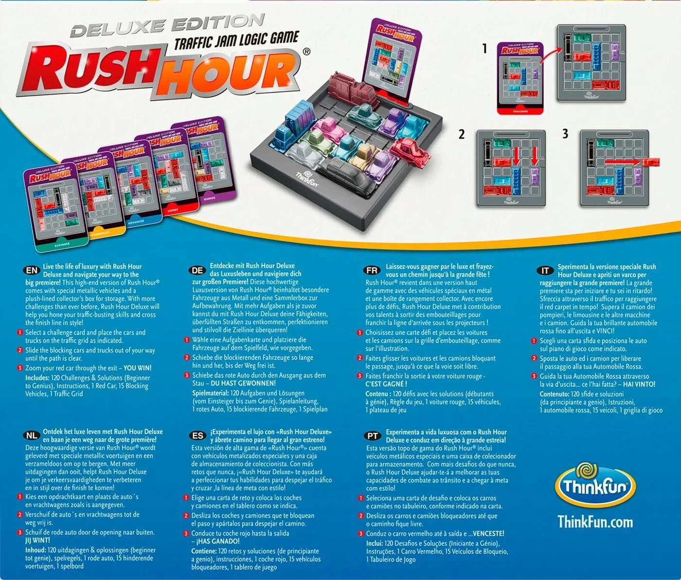 Thinkfun Rush Hour Deluxe Logikspiel mit 120 Aufgaben und Metallic-Optik - Bild 3