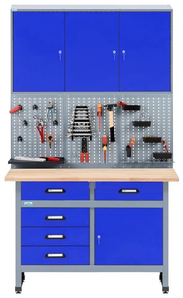 KÜPPER Werkstatt-Set 70424 mit Buchenarbeitsplatte und Hängeschrank