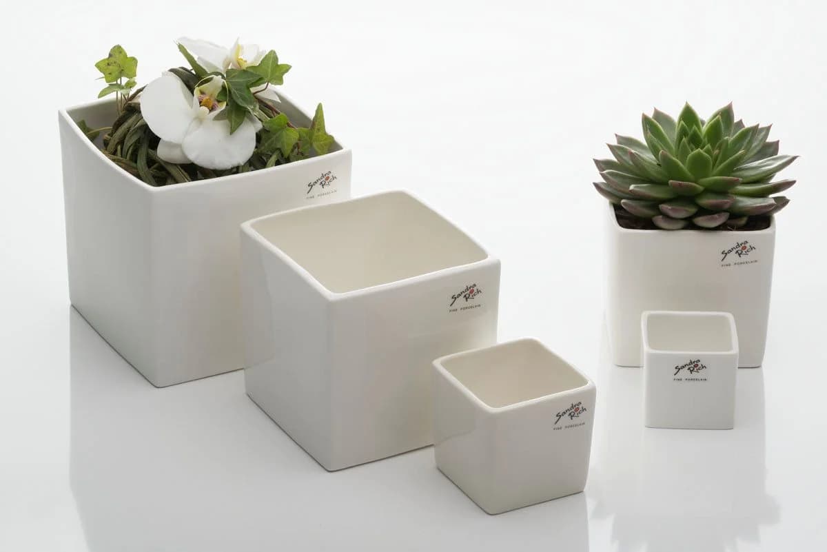Sandra Rich Porzellan-Übertopf CUBE Cremeweiß