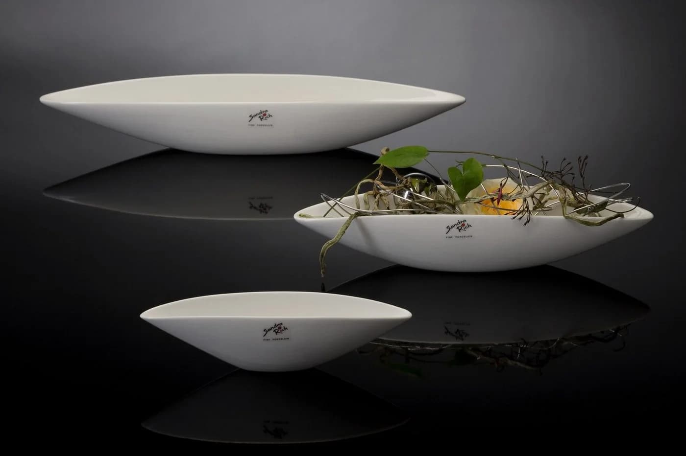 Sandra Rich Dekoschale Porzellanschale Elongate Oval Weiß