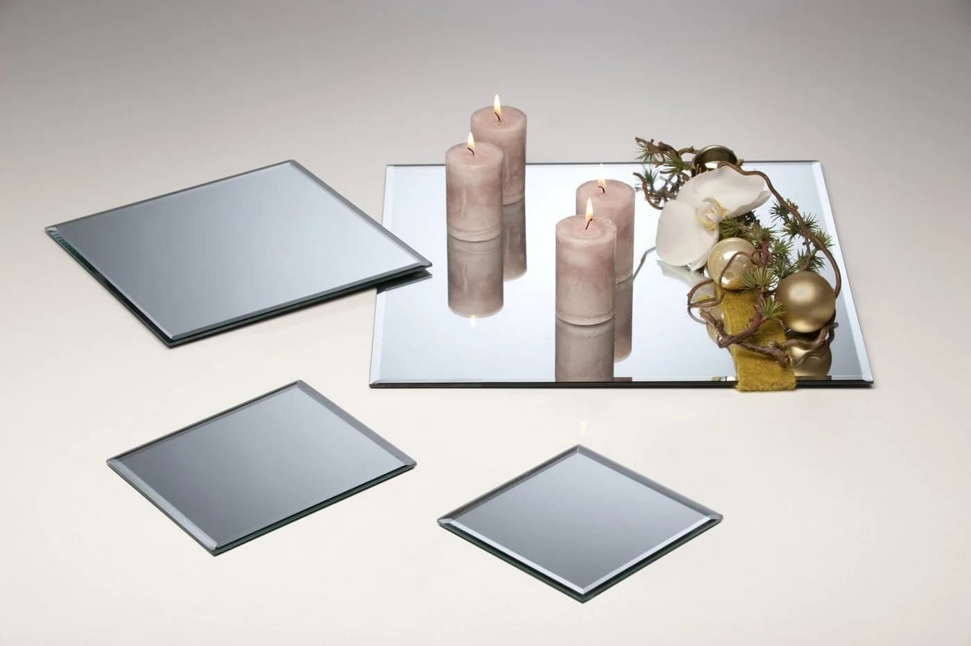 Sandra Rich Kerzentablett Spiegelplatte Mirror eckig Glas - Bild 3