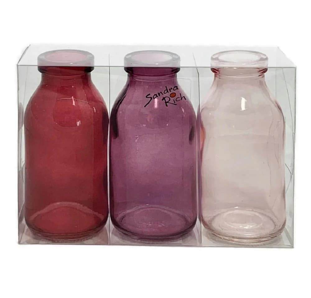Sandra Rich Glasvase Bottle Klein 3 Flaschen Rosa - Bild 2