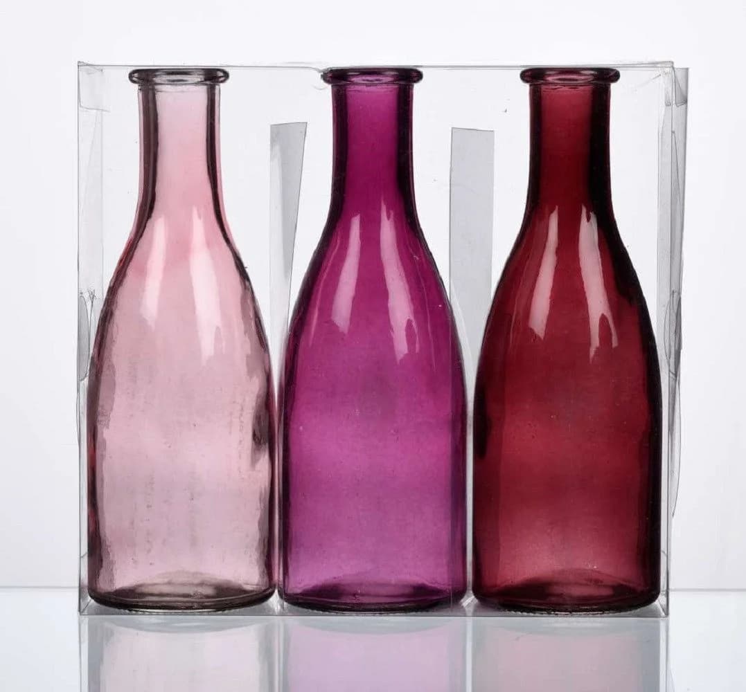 Sandra Rich Glas Vase Bottle groß Rosa 3-teilig - Bild 2