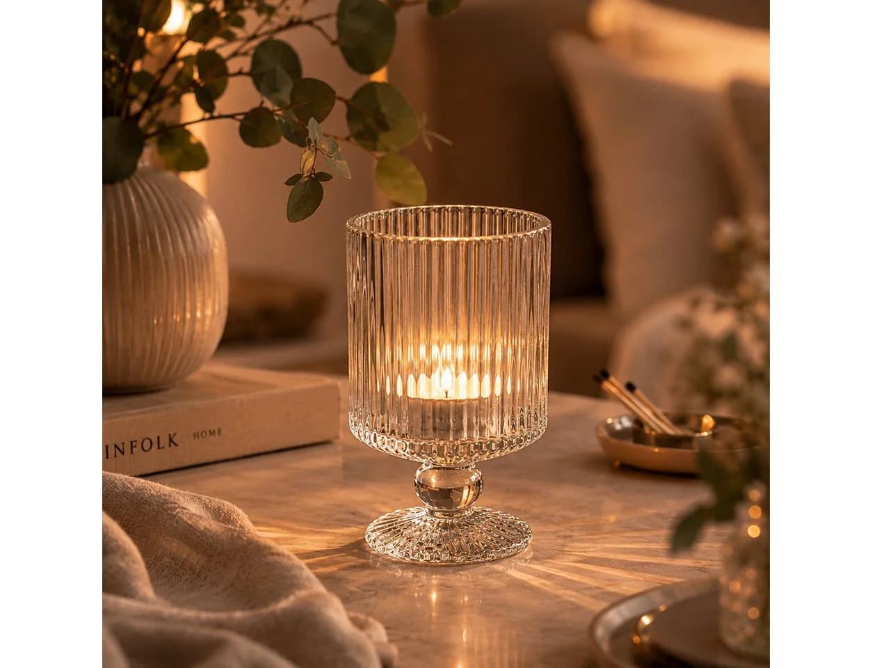Sandra Rich Teelichthalter Kelch 12er Set Glas Transparent