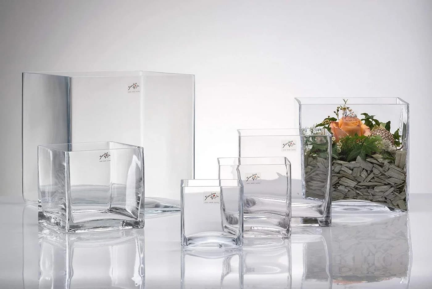 Sandra Rich Teelichthalter CUBE Glas transparent