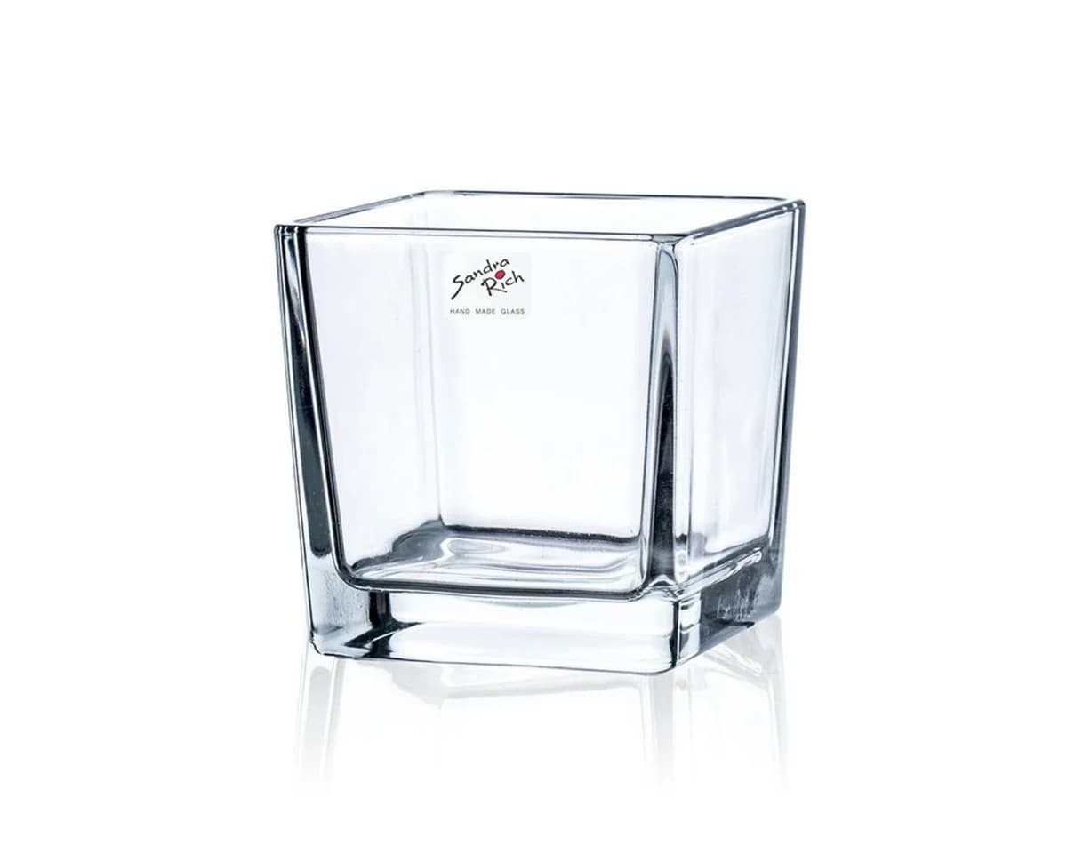 Sandra Rich Dekovase CUBE Quadratisch Glas Transparent Tischdeko