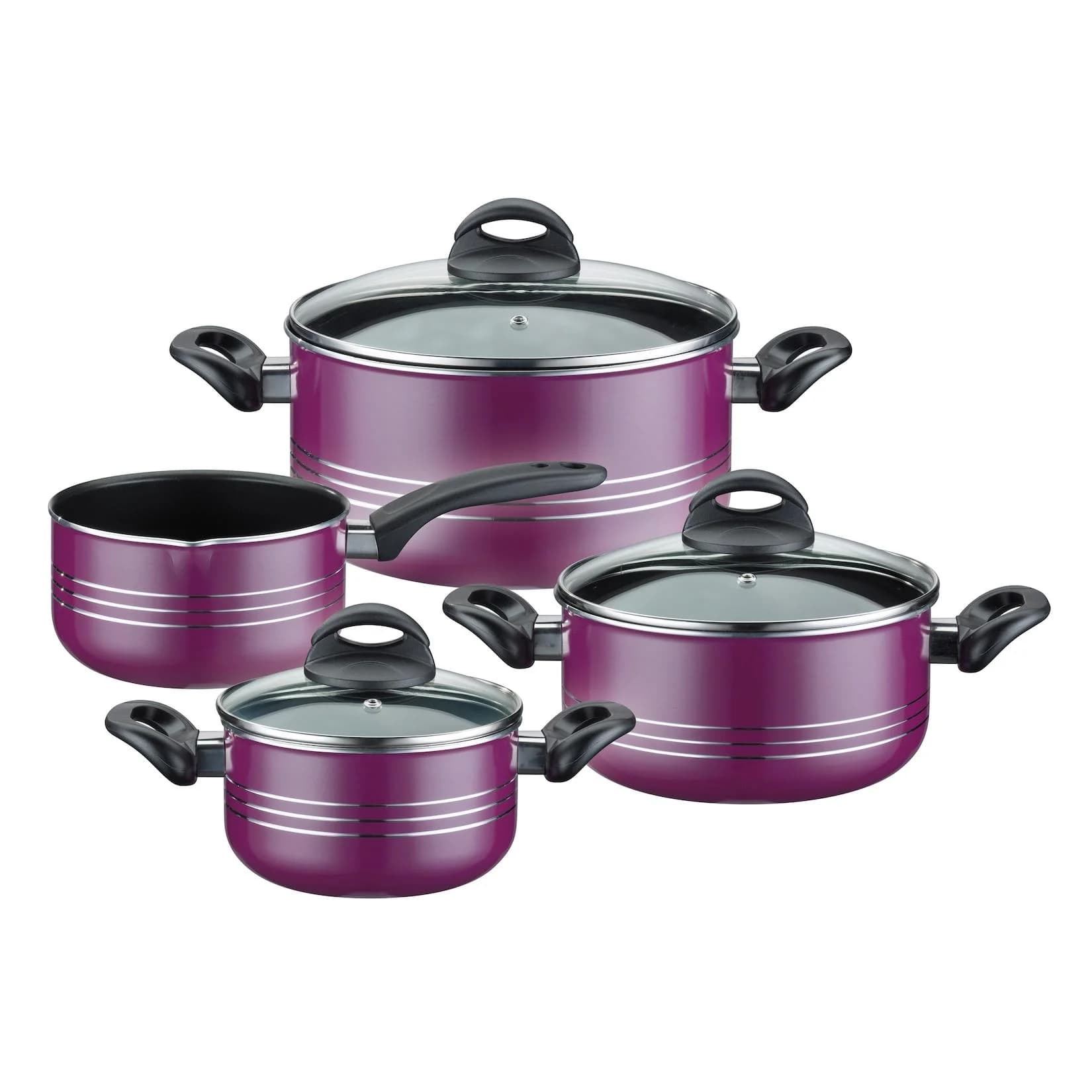 GSW Kochtopf-Set Milano Color 7-tlg. Lilafarbene Beschichtung
