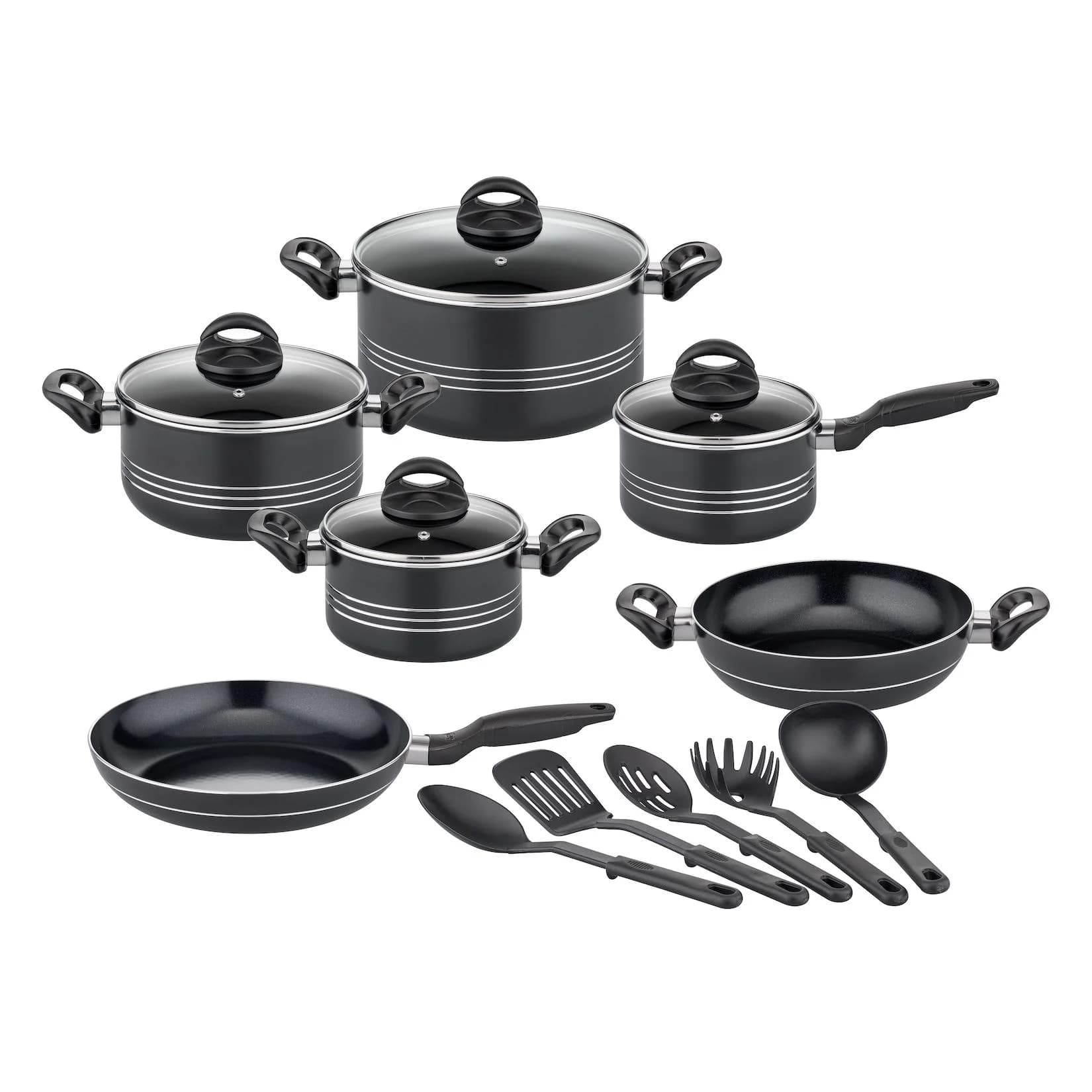 GSW Kochtopf-Set Milano Nero 15-teilig Aluminium