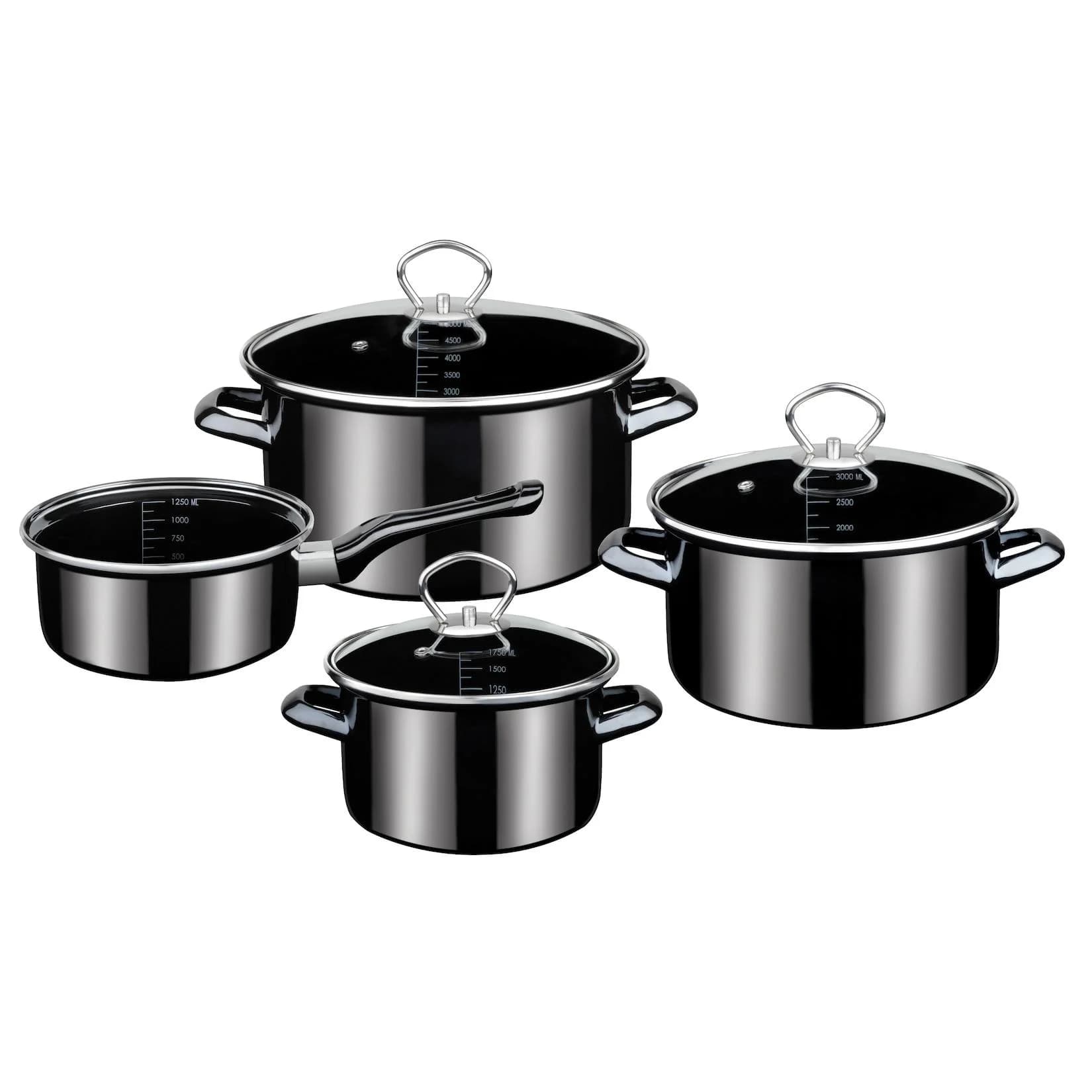 GSW Profi Kochtopf-Set 7-tlg. Emaille Schwarz