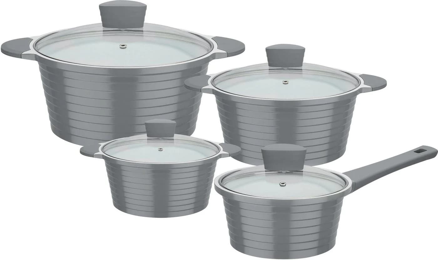 GSW Topf-Set Bolero Grau 8-teilig Aluminiumguss Induktion