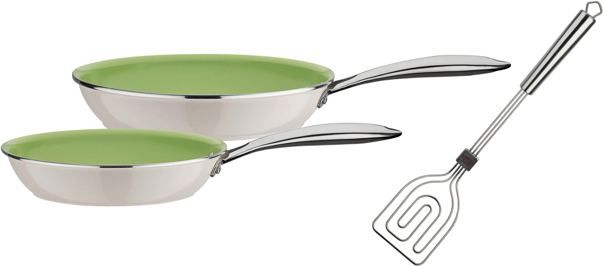 GSW Pfannen-Set CERAMICA color 3-teilig Grün Weiß Induktion