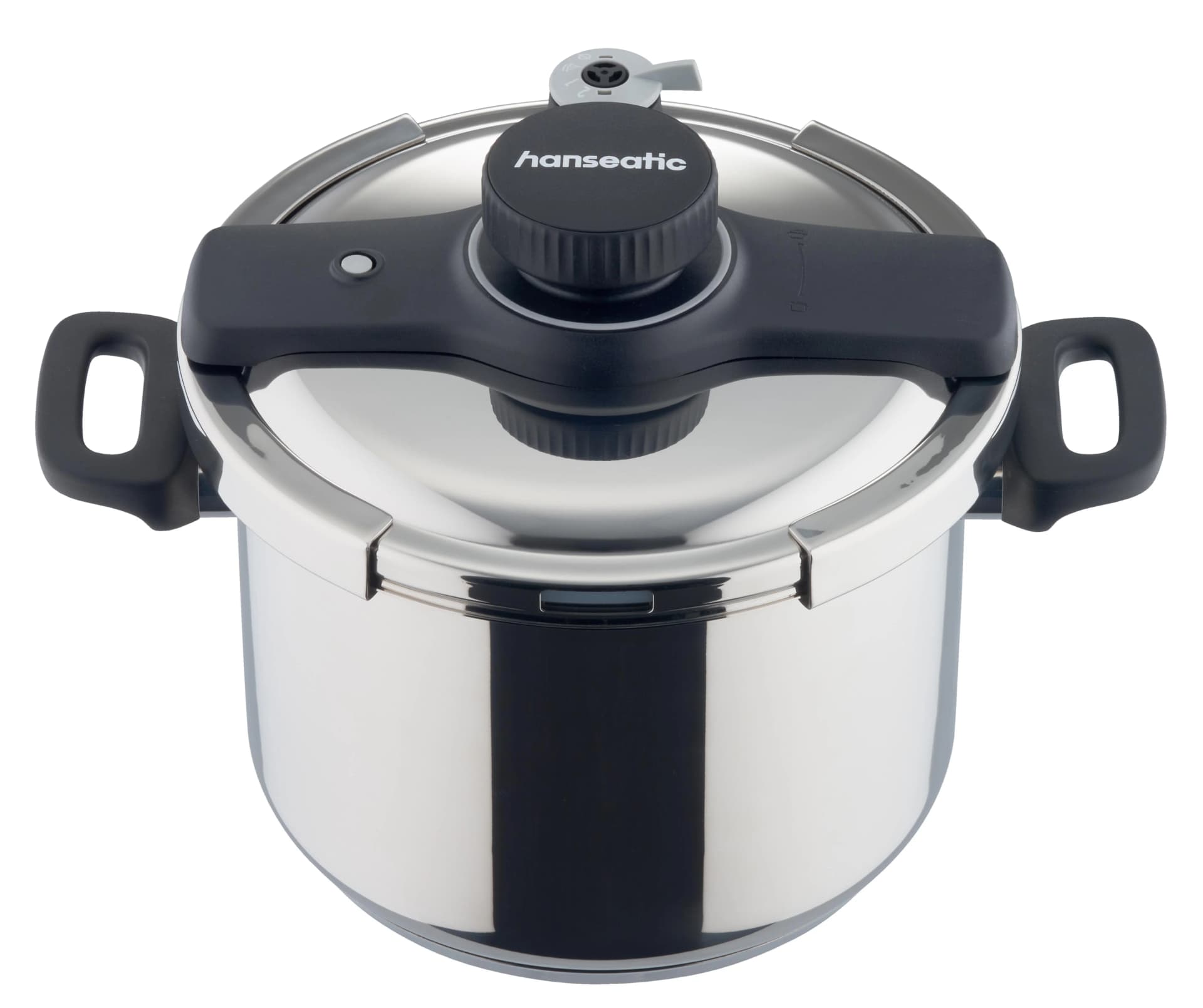 HANSEATIC Schnellkochtopf Silber/Schwarz 6 Liter