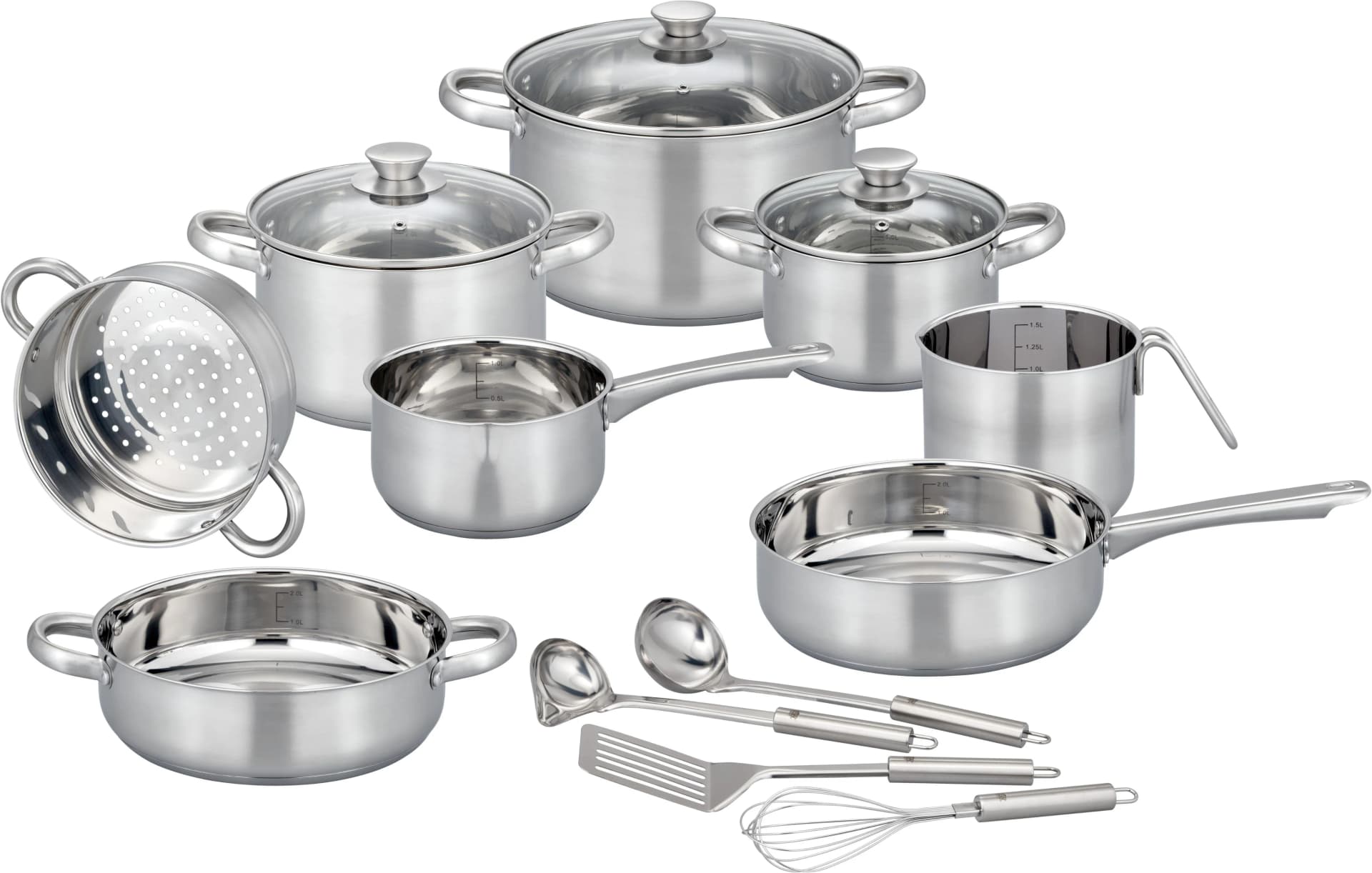 Topf-Set GSW "Toronto" Silberfarben 2,8 l Edelstahl
