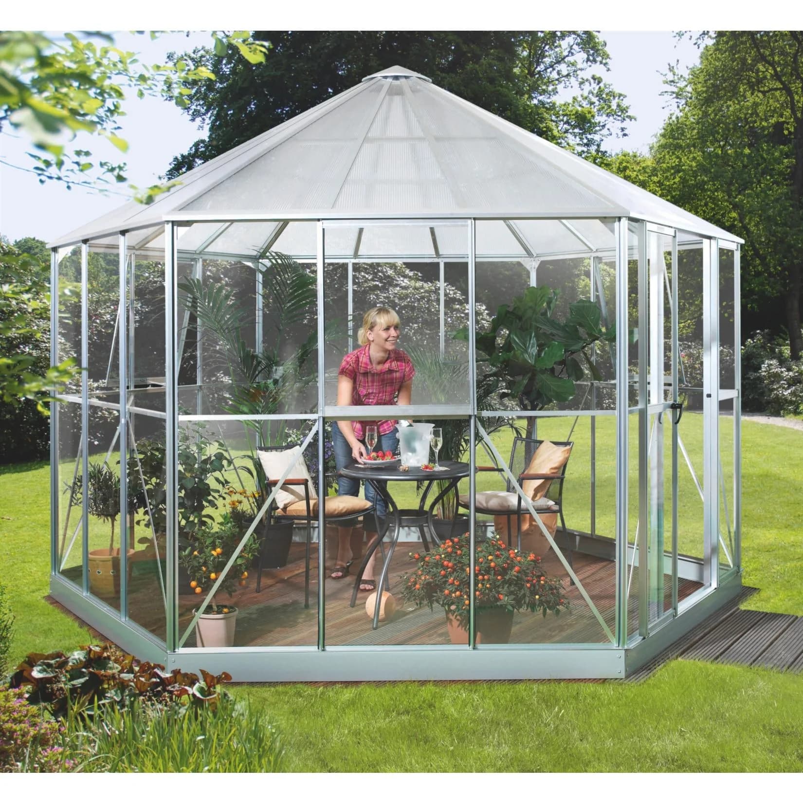 Vitavia Gewächshaus Hera 9000 Alu blank mit Einscheibensicherheitsglas